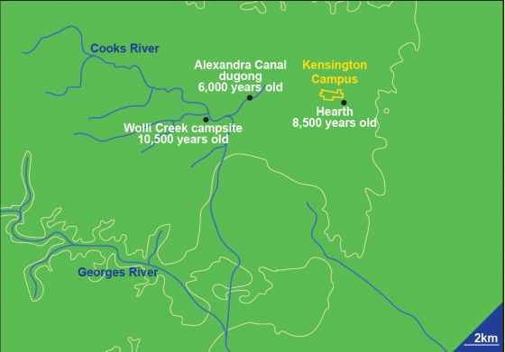 Fig.1 The landscape c.20,000 years ago and some  early Aboriginal places  