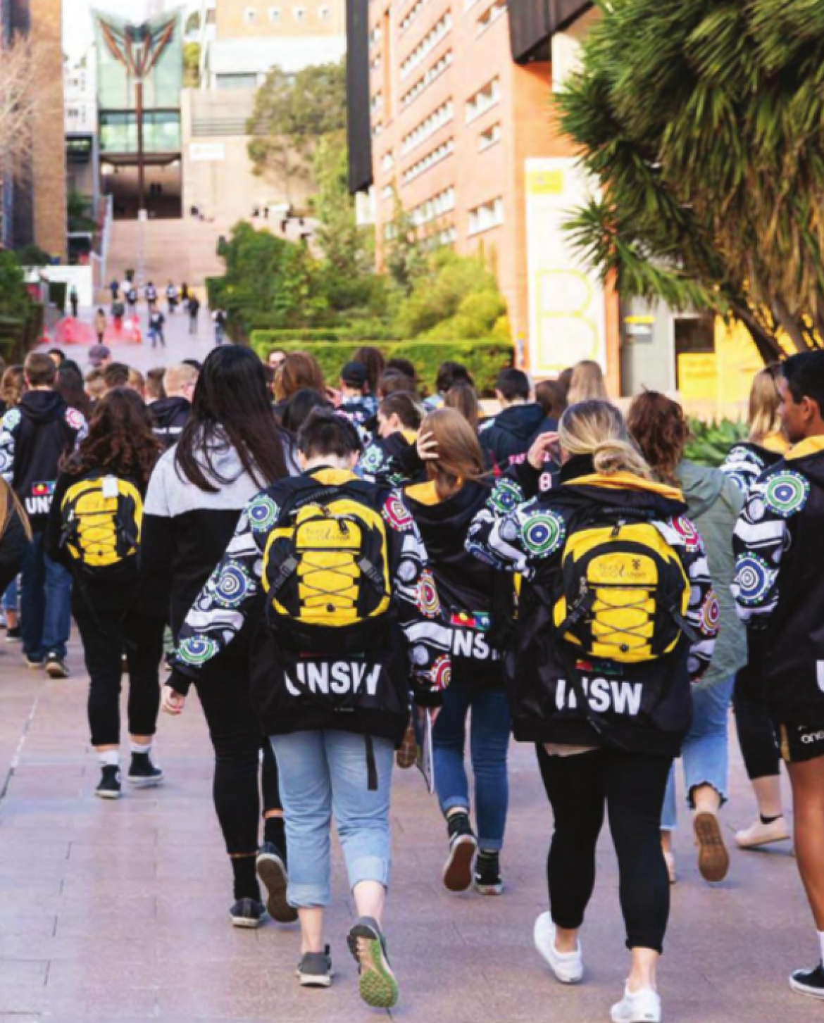 UNSW Indigenous Pre-program students walk on campus