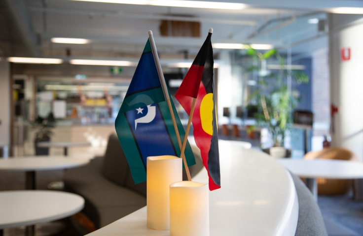 Aboriginal and Torres Strait Islander flags at Nura Gili